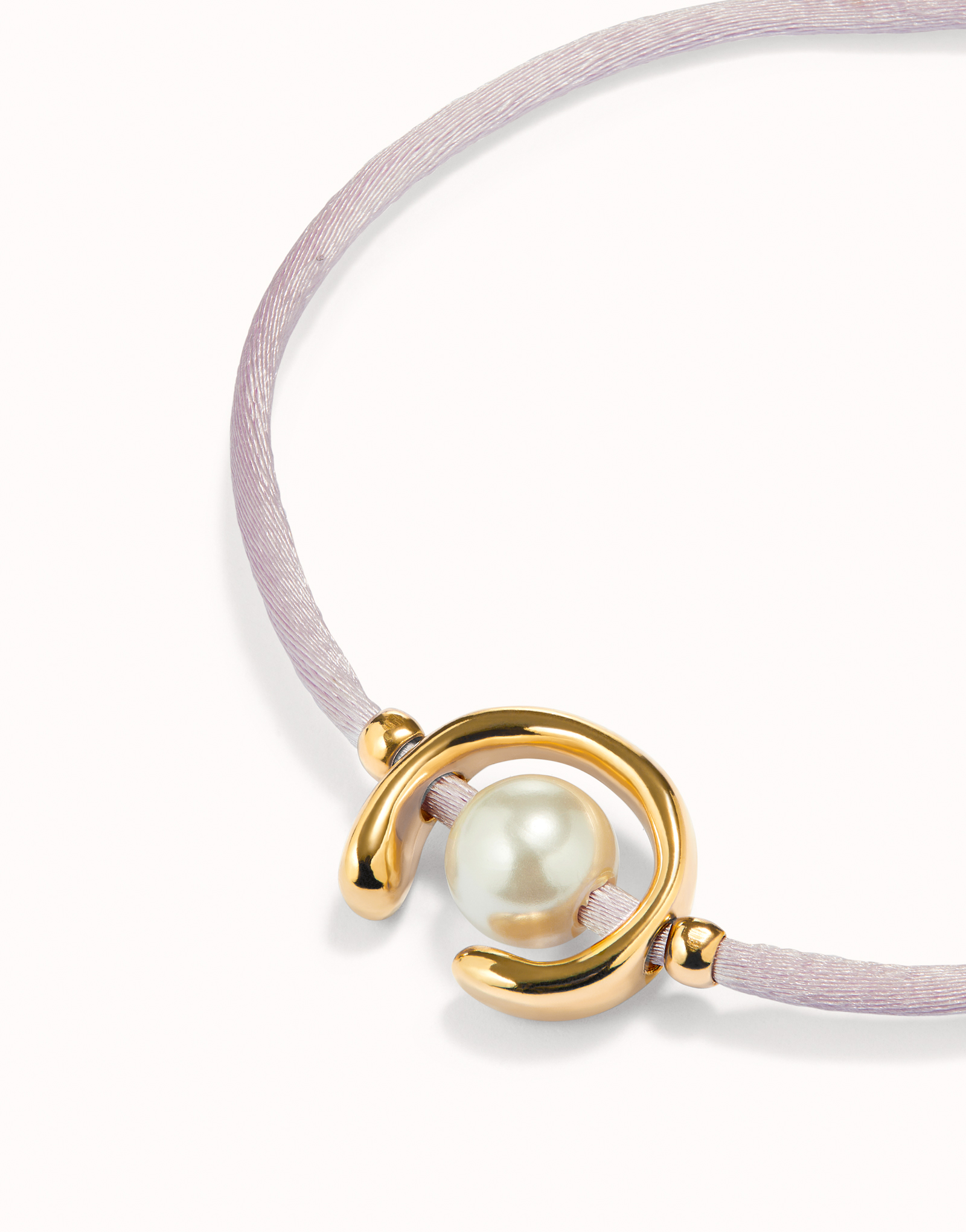 Pulsera de hilo lila con perla shell fornitura bañada en oro 18k., Dorado, large image number null